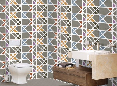 Gạch trang trí NK3909 – Gạch Men Hải Sơn họa tiết hình học đa sắc