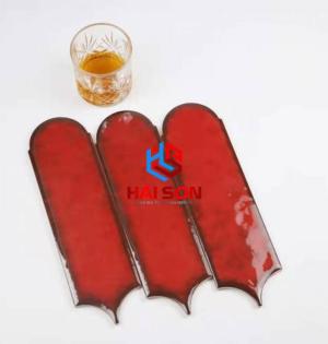 DAS	L90300-15_90*300mm Gạch Thẻ Lông Vũ Bóng Lượn Đỏ Đô
