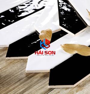 DASM75300J_75x300mm Gạch Thẻ Mũi Tên Trắng Đen