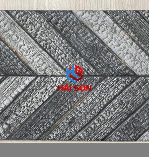 NK3810GS _Gạch Đá Trang Trí Ốp Tường Đá Than Cháy Xương Cá Đen 300×600