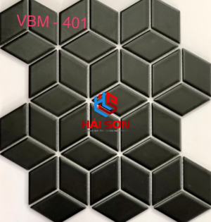 VTP-VBM - 401_306mm x 306mm Mẫu Gạch Gốm Trơn Ngũ Giác Đen mờ