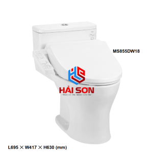 TOTO Bàn cầu một khối kèm nắp rửa điện tử WASHLET dòng C2 cơ bản TCF23710AAA MS855DW18