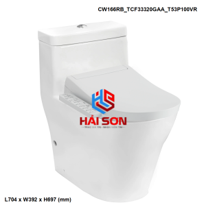 TOTO Bàn cầu một khối kèm nắp rửa điện tử WASHLET dòng S2 CW166RB_TCF33320GAA_T53P100VR