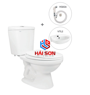  VIGLACERA Bàn cầu hai khối VT34 + Chậu VTL2 (hoặc VTL3 hoặc VTL3N)