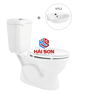 VIGLACERA Bàn cầu hai khối VI28 + Chậu VTL2 (hoặc VTL3 hoặc VTL3N)
