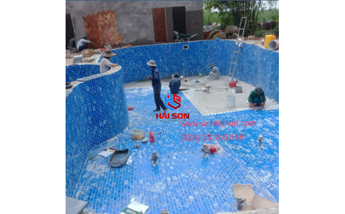 VTPHCB - 5105_ 50x100mm Gạch Thuỷ Tinh Hồ Bơi Mosaic Vân Mây