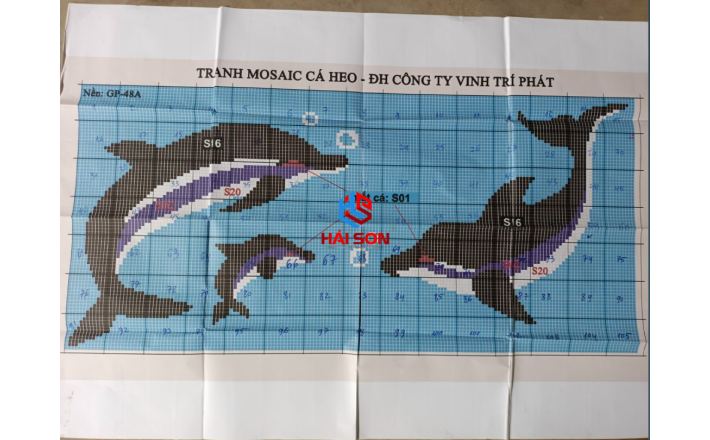 VTPTranh cá TR - 02_300mm x 300mm Gạch Mosaic Tranh Hồ Bơi