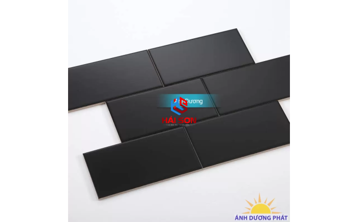DASĐENMO_Gạch Thẻ Ốp Tường Đen Mờ Phẳng