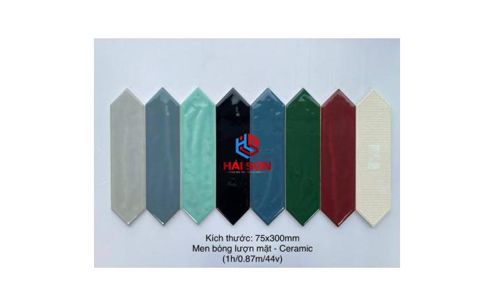 DAS75307J_75x300mm Gạch Thẻ Mũi Tên Bóng Lượn Đen