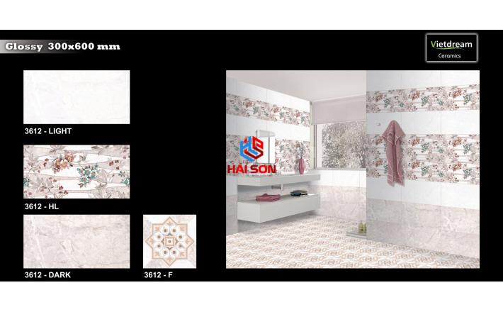 NK3612_300×600 Gạch Bộ Ốp Tường Phối Cảnh Hoa Đá