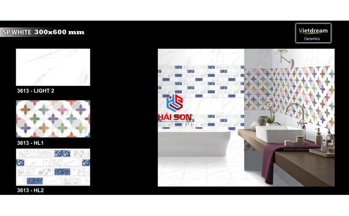 NK3613_300×600 Gạch Bộ Ốp Tường Phối Cảnh Hoa Ngũ Sắc