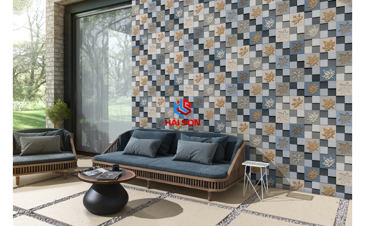 NK3818A_Gạch Đá Trang Trí Ốp Tường Họa Tiết Đá Ghép Lá Phong 300×600