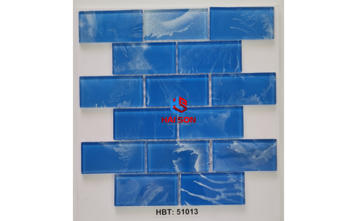 VTPHBT - 51013_ 50x100mm Gạch Thuỷ Tinh Hồ Bơi Mosaic Vân Mây