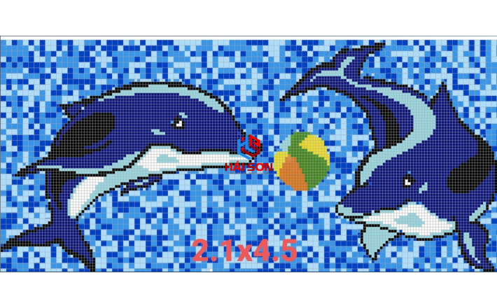 VTPTranh cá TR - 04_300mm x 300mm Gạch Mosaic Tranh Hồ Bơi