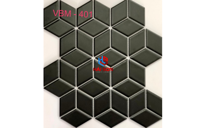 VTP-VBM - 401_306mm x 306mm Mẫu Gạch Gốm Trơn Ngũ Giác Đen mờ