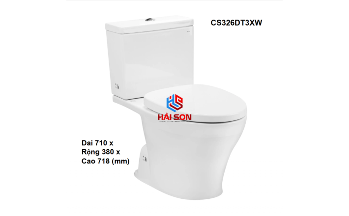 TOTO CS326DT3XW Bồn cầu hai khối có nắp đậy và bệ ngồi đóng êm TC385VS