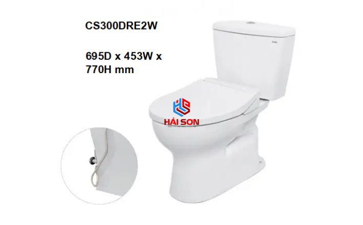 TOTO Bồn cầu liền khối với nắp và bệ ngồi Eco-washer TCW07S CS300DRE2W