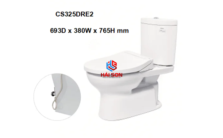 TOTO Bồn cầu hai khối với nắp và bệ ngồi Eco-washer CS325DRE2W