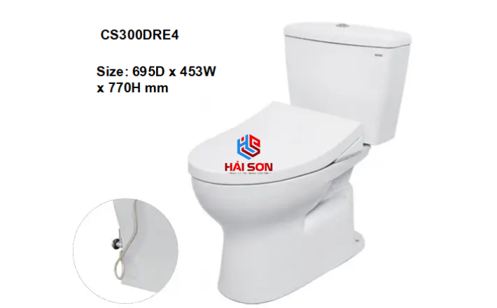 TOTO Bồn cầu hai khối với nắp và bệ ngồi Eco-washer TCW1211A CS300DRE4