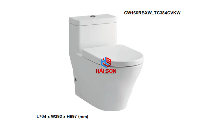 Bàn cầu một khối CW166RB/TC384CVK (Nắp đóng êm) CW166RBXW_TC384CVKW