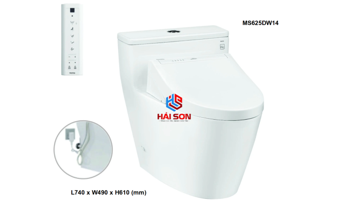 TOTO Bàn cầu 1 khối kèm nắp rửa điện tử WASHLET dòng C5 TCF24410AAA MS625DW14
