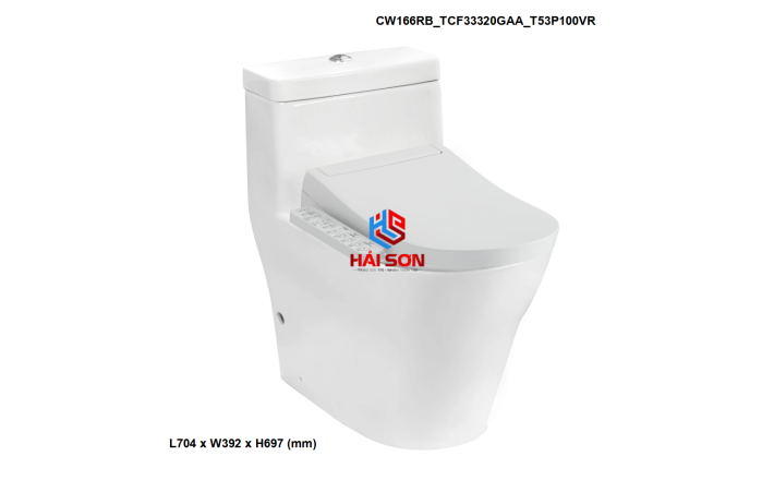 TOTO Bàn cầu một khối kèm nắp rửa điện tử WASHLET dòng S2 CW166RB_TCF33320GAA_T53P100VR