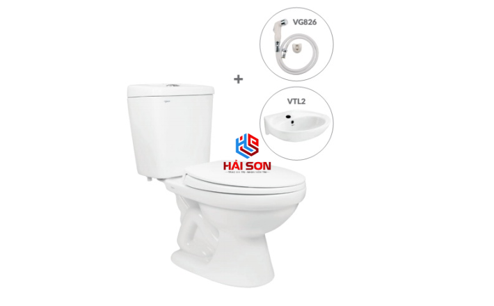  VIGLACERA Bàn cầu hai khối VT34 + Chậu VTL2 (hoặc VTL3 hoặc VTL3N)