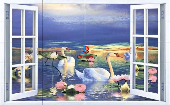 NK SWANS_1.5m2 X 2.4m2 Gạch Tranh Thiên Nga