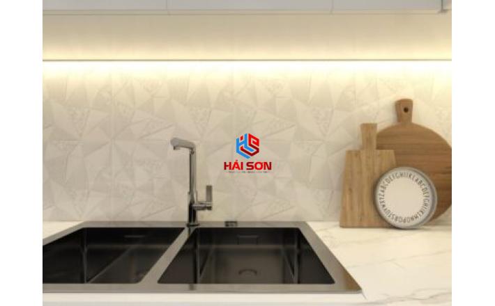 NK3968_Gạch Ốp Tường Trang Trí Họa Tiết Đa Giác Trắng 300x450
