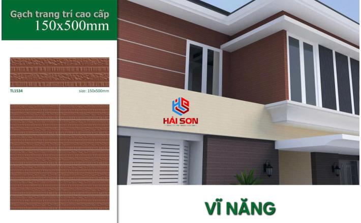 VNTL1534_Gạch Trang Trí Men Nổi 15*50 Màu Nâu